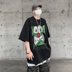Tシャツ ストリート カジュアル メンズ XL オーバーサイズ ブラック黒 半袖