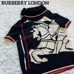 希少!BURBERRY LONDON タートルネック半袖ニット デカロゴ S