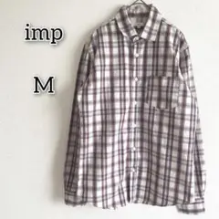 インプ 【M】 シャツ チェック柄 カジュアル 胸ポケット ボタンフロント