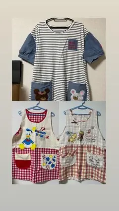 保育士キャラクターエプロン3点セット