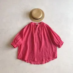 LE GLAZIK ラミー100% ギャザーネック ブラウス ピンク Bshop