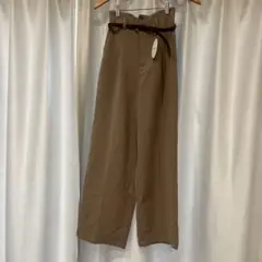 ハイウエストワイドパンツ⭐︎モカ⭐︎⭐︎ベルト付き⭐︎Mサイズ