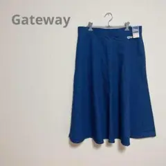 大きいサイズ 新品　Gateway ダークブルー フレアスカート サイズ82