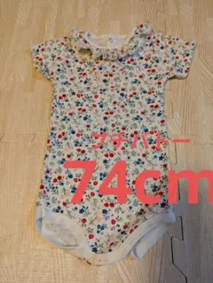 プチバトー花柄半袖ロンパース　12months 74センチ　女の子