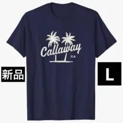【新品/Lサイズ】キャロウェイ メンズ 半袖 Tシャツ ネイビー ヤシの木柄