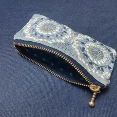 インド刺繍　コンパクトマルチケース　小銭入、小物など