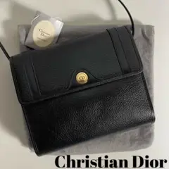 2212-20|美品|ディオール ショルダーバッグ 本革 黒 CDロゴ