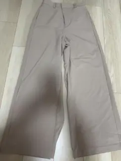 GUベージュ ワイドパンツ ハイウエスト