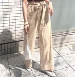 KOBE LETTUCE ハイウエストコットンワイドパンツ　ベージュ　早い者勝ち