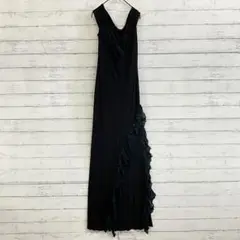 黒ロングドレス レース付き ストレッチ パーティー 華やか スレンダー系