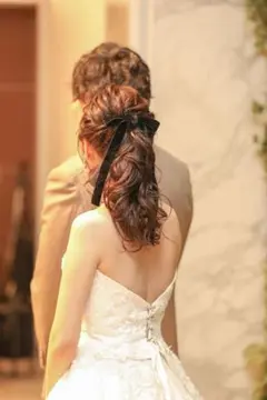 両面　黒　ベロアリボン　幅2cm 約1m 結婚式