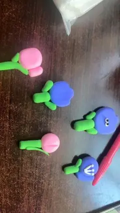 カラフルな花の粘土作品 5個セット
