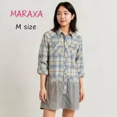 MARAXIA ワンピース シャツ チェック柄 長袖 チュニック M