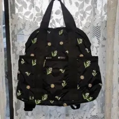 ほぼ新品レスポートサック チェスティ リュック 花柄 刺繍