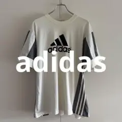 アディダス 切替ロゴTシャツ L ホワイト 90s 00s スリーストライプス