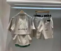 MALBON マルボンゴルフ メンズ ベージュ ショートパンツとシャツのセット