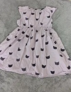 猫プリントノースリーブワンピース 100cm以上