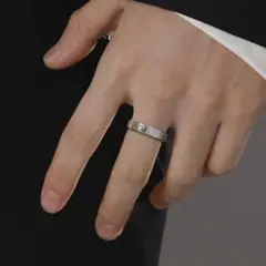 シンプル ロゴ ユニセックス リング アクセサリー シルバー 韓国