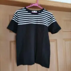 グリーンレーベルリラクシング　メンズ　半袖　Tシャツ 黒　ボーダー　Sサイズ