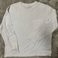 GU ホワイト 長袖カットソー ポケット付き