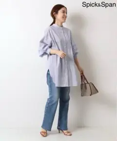 【Spick & Span】 コットンシルク2WAYシャツ　ブルー