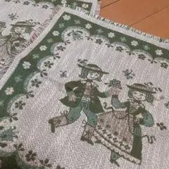 美品 可愛いペア オーストラリア チロル織り ミニマット 花柄 ペア 2枚