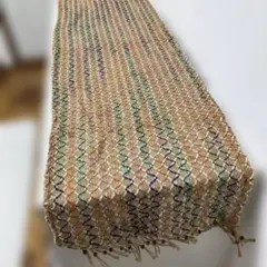 インド# 麻のテーブルランナー/ 多色模様 36×144