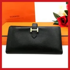 極美品✨Hermes エルメス ベアン 長財布 クラシック シェーブル ブラック