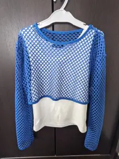 【140】青メッシュトップス＆白タンクトップセット