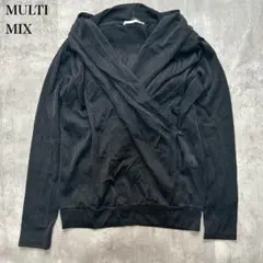 マルチミックス【M】カットソー トップス 薄手ニット ドレープ Vネック ラメ