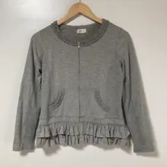 FENICEフリル付きグレージップアップカーディガン ジャケット