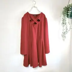 Lulu Diary（ルル ダイアリー）チュニック　レッド　3L 無地ワンピース