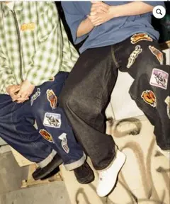 Centimeter piece patch denim pants