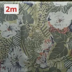 綿プリント生地　植物柄プリント　グリーン系　綿 110㎝×2m