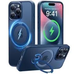 〆iPhone 15 Pro Max 用 ケース 超強磁力 米軍 ブルー￼