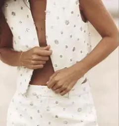 【新品タグ付き】ZARA スパンコールショートベスト