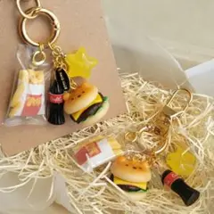 【ベアバーガー】くまさん ハンバーガー ポテト キーホルダー ミニチュア