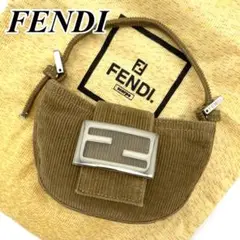 【希少美品】フェンディ クロワッサン コーデュロイ ミニハンドバッグ マンマ