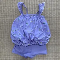 ユニコーン柄紫色水着セット