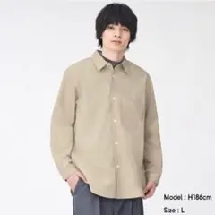 【新品】GU ジーユー ブロード リラックス フィット シャツ S ベージュ
