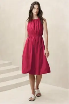 ノースリーブひざ丈ワンピース ピンク