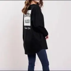 フェルトマリエッタ　ボックスロゴTシャツ　バックプリント　ブラック　コットン　F