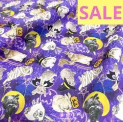 SALE【オリジナル生地】うさぎハロウィン柄　パープル