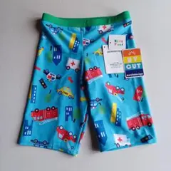 Kids Forest★男の子用水着 UVカット②はたらく車柄120水色★美品