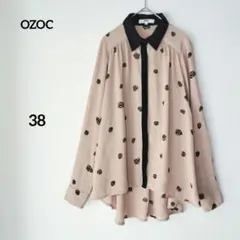 OZOC オゾック 長袖 シャツ 襟付き 長袖 花柄 ブラウン 38