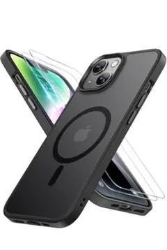 iPhone 14用 MagSafe対応 マットブラックケース
