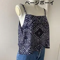 ページボーイ　ネイビー バンダナ柄 キャミソール