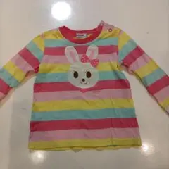 ミキハウス ウサギ顔ストライプTシャツ 90