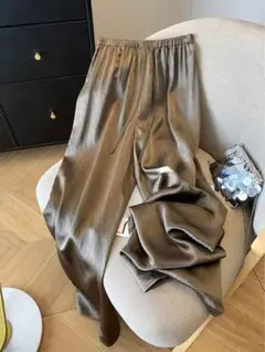 コーヒーブラウン ワイドレッグパンツ