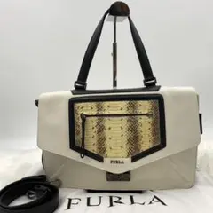 激レア✨高級品 フルラ アリーチェ 2way ショルダーバッグ レザー パイソン